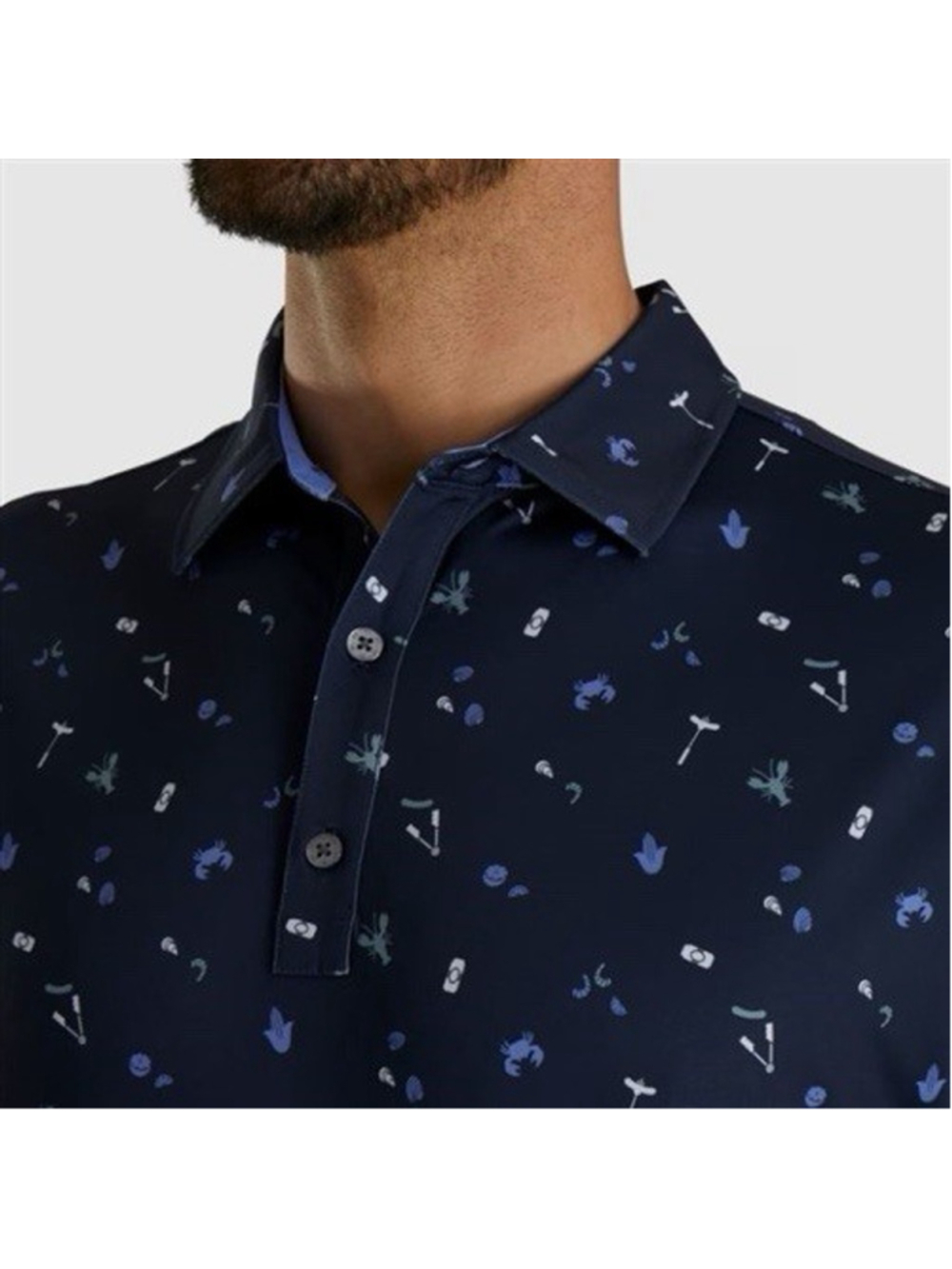 FootJoy Golf Performance Polo Shirt Mens Large Clam Bake Print Lisle AOP